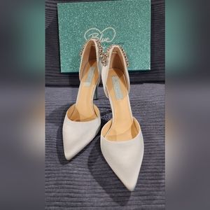 NWT Blue Satin Betsy Johnson Rhinestones stiletto Size 8 $30